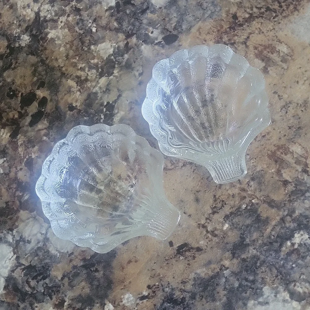 Glass Shell Trinket Dish Pair of Two